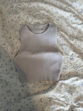 Babaton Ribbed Cropped Tank - white